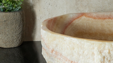 Каменная мойка Hector M238 из желтого оникса Honey Onyx ИНДИЯ 00701611238 для ванной комнаты_4