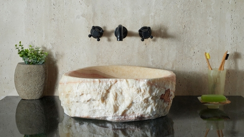 Каменная мойка Hector M238 из желтого оникса Honey Onyx ИНДИЯ 00701611238 для ванной комнаты_5