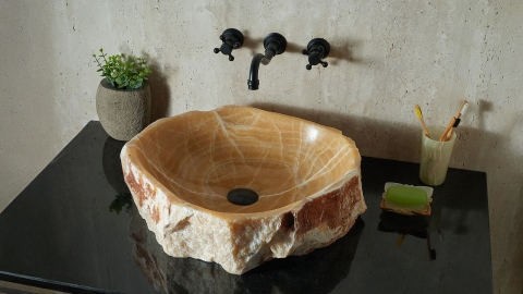 Каменная мойка Hector M240 из желтого оникса Honey Onyx ИНДИЯ 00701611240 для ванной комнаты_2
