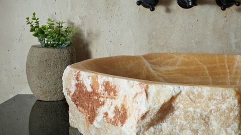 Каменная мойка Hector M240 из желтого оникса Honey Onyx ИНДИЯ 00701611240 для ванной комнаты_4