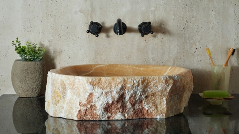 Каменная мойка Hector M240 из желтого оникса Honey Onyx ИНДИЯ 00701611240 для ванной комнаты_5