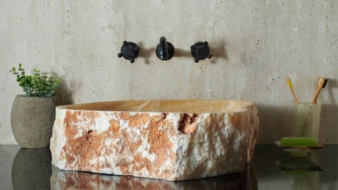 Каменная мойка Hector M242 из желтого оникса Honey Onyx ИНДИЯ 00701611242 для ванной комнаты_1