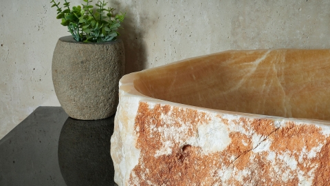 Каменная мойка Hector M242 из желтого оникса Honey Onyx ИНДИЯ 00701611242 для ванной комнаты_4