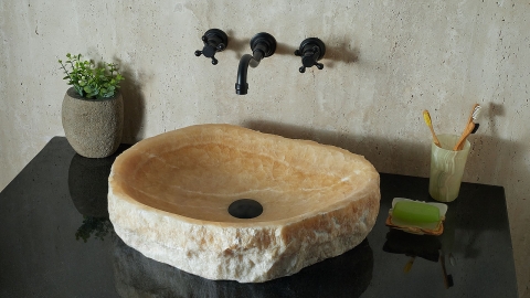Желтая раковина Hector M243 из камня оникса Honey Onyx ИНДИЯ 00701611243 для ванной комнаты_2