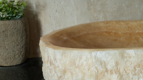 Желтая раковина Hector M243 из камня оникса Honey Onyx ИНДИЯ 00701611243 для ванной комнаты_3