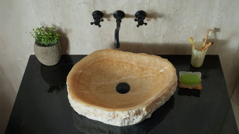 Желтая раковина Hector M243 из камня оникса Honey Onyx ИНДИЯ 00701611243 для ванной комнаты_4