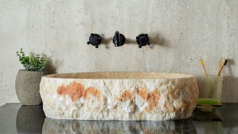 Каменная мойка Hector M244 из желтого оникса Honey Onyx ИНДИЯ 00701611244 для ванной комнаты_1