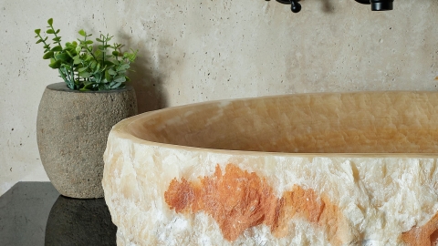 Каменная мойка Hector M244 из желтого оникса Honey Onyx ИНДИЯ 00701611244 для ванной комнаты_5