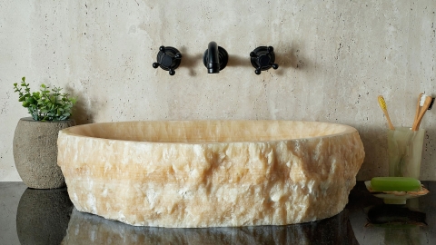 Каменная мойка Hector M244 из желтого оникса Honey Onyx ИНДИЯ 00701611244 для ванной комнаты_6