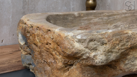 Каменная мойка Hector M105 из окаменелого дерева Petrified Beigewood ИНДОНЕЗИЯ 00790211105 для ванной_2
