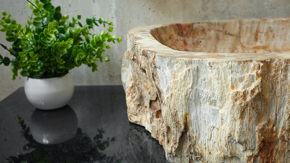 Каменная раковина Hector M185 из окаменелого дерева Petrified Beigewood ИНДОНЕЗИЯ 00790211185 для ванной_8