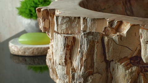 Деревянная мойка Hector M222 из бежевого окаменелого дерева Petrified Beigewood ИНДОНЕЗИЯ 00790211222 для ванной комнаты_8