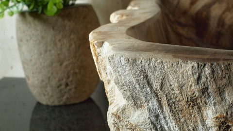 Деревянная мойка Hector M222 из бежевого окаменелого дерева Petrified Beigewood ИНДОНЕЗИЯ 00790211222 для ванной комнаты_9