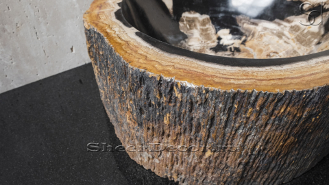 Каменная мойка Hector M44 из окаменелого дерева Petrified Blackwood ИНДОНЕЗИЯ 0077521144 для ванной_4