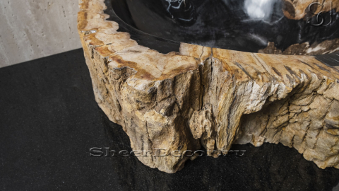 Каменная мойка Hector M45 из окаменелого дерева Petrified Blackwood ИНДОНЕЗИЯ 0077521145 для ванной_4