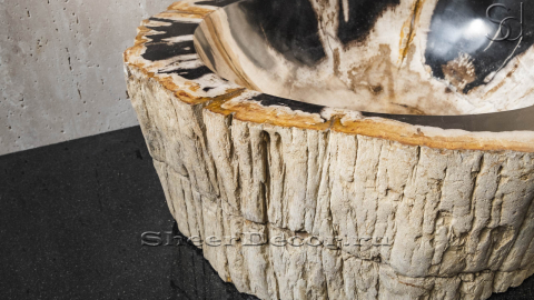 Каменная мойка Hector M48 из окаменелого дерева Petrified Blackwood ИНДОНЕЗИЯ 0077521148 для ванной_3