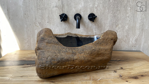 Каменная мойка Hector M127 из окаменелого дерева Petrified Blackwood ИНДОНЕЗИЯ 00775211127 для ванной_1