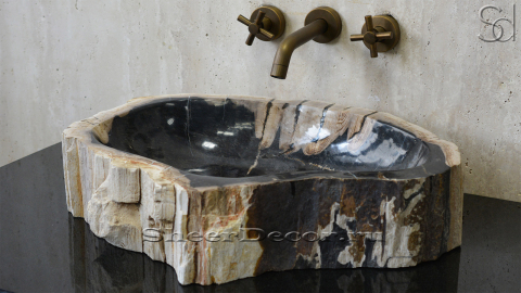 Каменная раковина Hector из окаменелого дерева Petrified Blackwood ИНДОНЕЗИЯ 007752011 для ванной_2