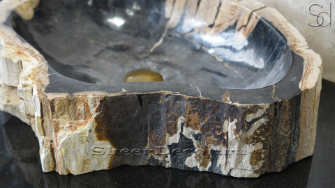 Каменная раковина Hector из окаменелого дерева Petrified Blackwood ИНДОНЕЗИЯ 007752011 для ванной_3