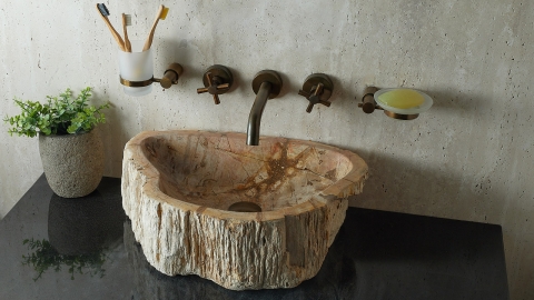 Деревянная мойка Hector M226 из коричневого окаменелого дерева Petrified Brownwood ИНДОНЕЗИЯ 00709511226 для ванной комнаты_2