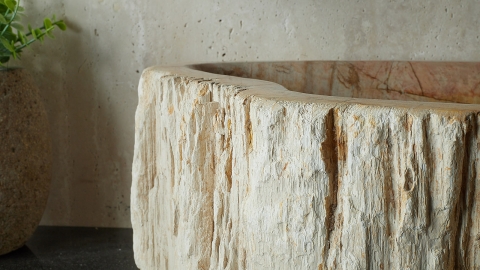 Деревянная мойка Hector M226 из коричневого окаменелого дерева Petrified Brownwood ИНДОНЕЗИЯ 00709511226 для ванной комнаты_4