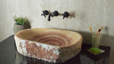 Каменная мойка Hector M136 из красного оникса Red Honey ИНДИЯ 00707911136 для ванной комнаты_3