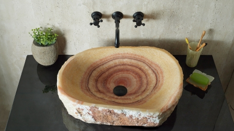 Каменная мойка Hector M136 из красного оникса Red Honey ИНДИЯ 00707911136 для ванной комнаты_4