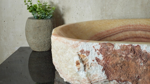 Каменная мойка Hector M136 из красного оникса Red Honey ИНДИЯ 00707911136 для ванной комнаты_5