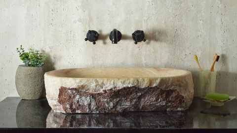 Каменная мойка Hector M136 из красного оникса Red Honey ИНДИЯ 00707911136 для ванной комнаты_6