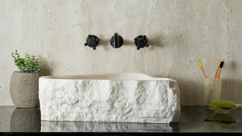 Белая раковина Hector M134 из камня оникса White Honey ИНДИЯ 00742811134 для ванной комнаты_1