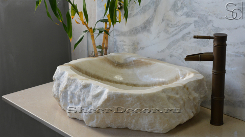 Раковина для ванной Hector из речного камня  White Honey ИНДОНЕЗИЯ 007428111_2