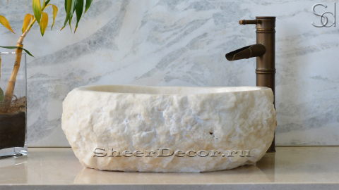 Раковина для ванной Hector из речного камня  White Honey ИНДОНЕЗИЯ 007428111_4