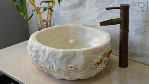 Раковина для ванной Hector из речного камня  White Honey ИНДОНЕЗИЯ 007428111_5