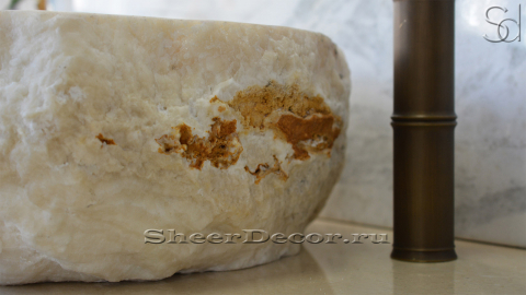 Раковина для ванной Hector из речного камня  White Honey ИНДОНЕЗИЯ 007428111_6