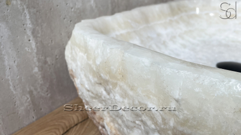 Белая раковина Hector M138 из камня оникса White Onyx ПАКИСТАН 00704311138 для ванной комнаты_4
