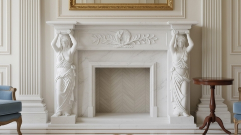 Каменный портал белого цвета для облицовки камина Hepri из мрамора Bianco Extra 343111901_3