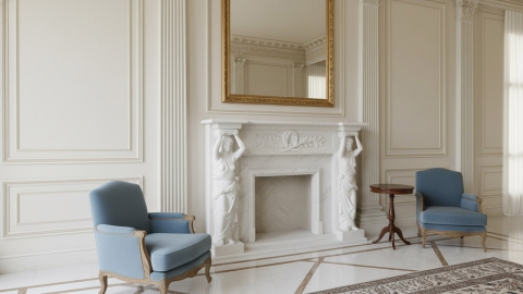 Каменный портал белого цвета для облицовки камина Hepri из мрамора Bianco Extra 343111901_4