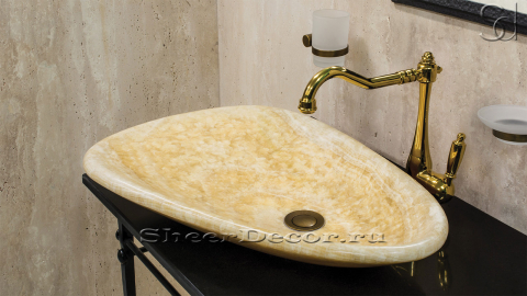 Желтая раковина Hepta из камня оникса Honey Onyx ИНДИЯ 165016111 для ванной комнаты_3