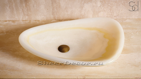 Белая раковина Hepta из камня оникса White Onyx ПАКИСТАН 165043111 для ванной комнаты_2