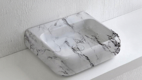 Мраморная раковина Ilona из белого камня Bianco Carrara ИТАЛИЯ 000005111 для ванной комнаты_1