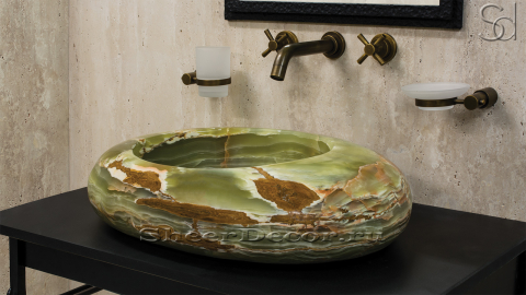 Зеленая раковина Iuhana из камня оникса Green Onyx ПАКИСТАН 363033111 для ванной комнаты_1