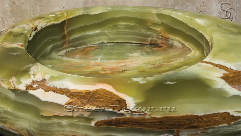 Зеленая раковина Iuhana из камня оникса Green Onyx ПАКИСТАН 363033111 для ванной комнаты_2