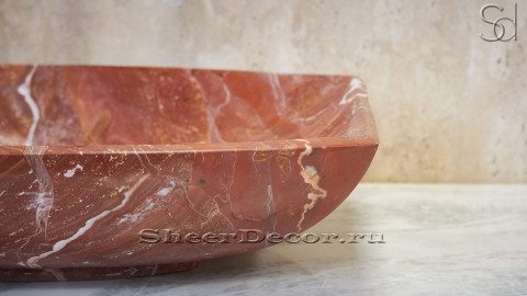 Мраморная раковина Ivona из красного камня Burgundy Honey ИНДИЯ 018041111 для ванной комнаты_4