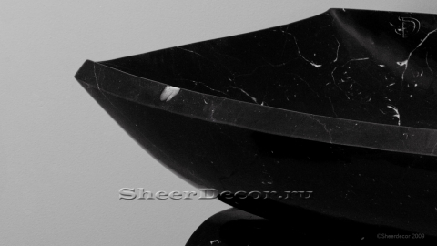 Черная раковина Ivona из натурального мрамора Nero Marquina ИСПАНИЯ 018018111 для ванной комнаты_2