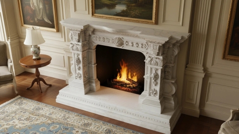 Каменный портал белого цвета для облицовки камина Izis из мрамора Bianco Extra 380111901_3