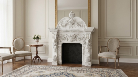 Мраморный портал белого цвета для отделки камина Jelen из натурального камня Bianco Extra 393111901_3