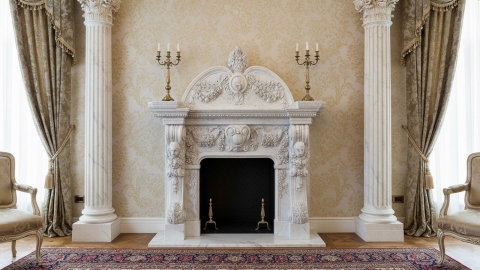 Мраморный портал белого цвета для отделки камина Jelen из натурального камня Bianco Extra 393111901_4