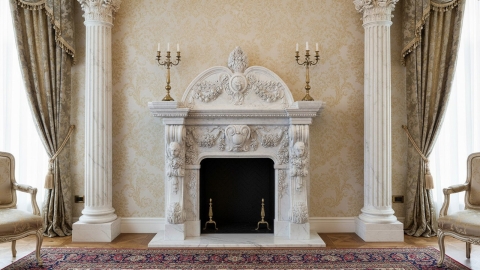 Мраморный портал белого цвета для отделки камина Jelen из натурального камня Bianco Extra 393111901_5