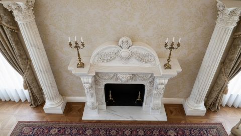 Мраморный портал белого цвета для отделки камина Jelen из натурального камня Bianco Extra 393111901_6