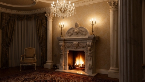 Мраморный портал белого цвета для отделки камина Jelen из натурального камня Bianco Extra 393111901_8